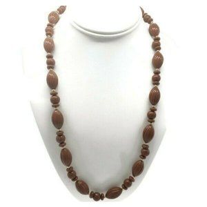 Cristy Brown Bead Vintage Deadstock Necklace 24 Inch Length